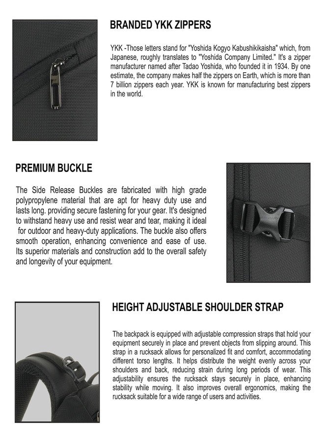 تراوك حقيبة ظهر تراووك رومر للسفر بسعة 40 لترًا، مناسبة للرجال والنساء، حقيبة عملية مزودة بغطاء للمطر، مثالية للسفر والرحلات والتنزه، لون رمادي داكن، SHK022 - Image 4