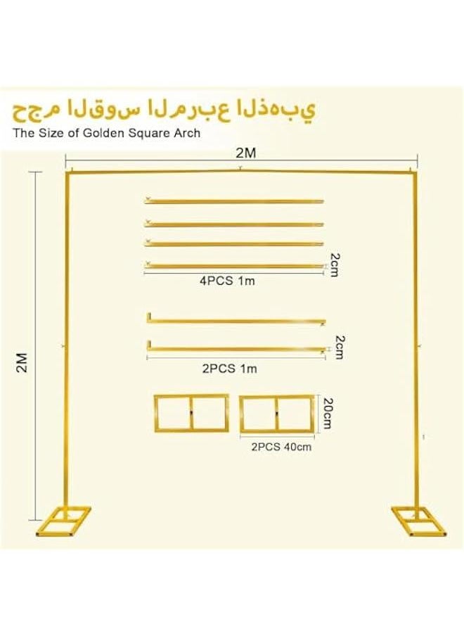 TRASSLE 2M Balloon Arch Kit Metal Arch Decoration Wedding Arch Backdrop Stand with 2 Metal Base, Indoor Outdoor Arch Frame Golden Party Decor Stand for Birthday Anniversary Bridal Graduation  - Image 5