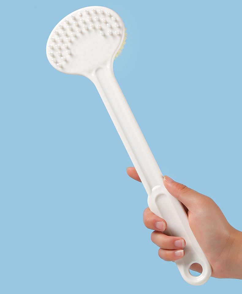 BEING CART BEING CART Long Handle BloodCirculation Bath Brush Lotion Applicator for Back Cream Applicator Sponge Long Handle Bath Brush Scrubber for Bath Body Lotion White  - Image 1