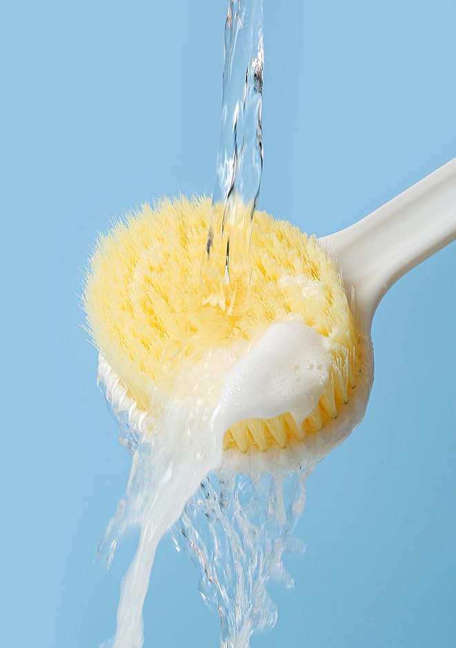 BEING CART BEING CART Long Handle BloodCirculation Bath Brush Lotion Applicator for Back Cream Applicator Sponge Long Handle Bath Brush Scrubber for Bath Body Lotion White  - Image 4