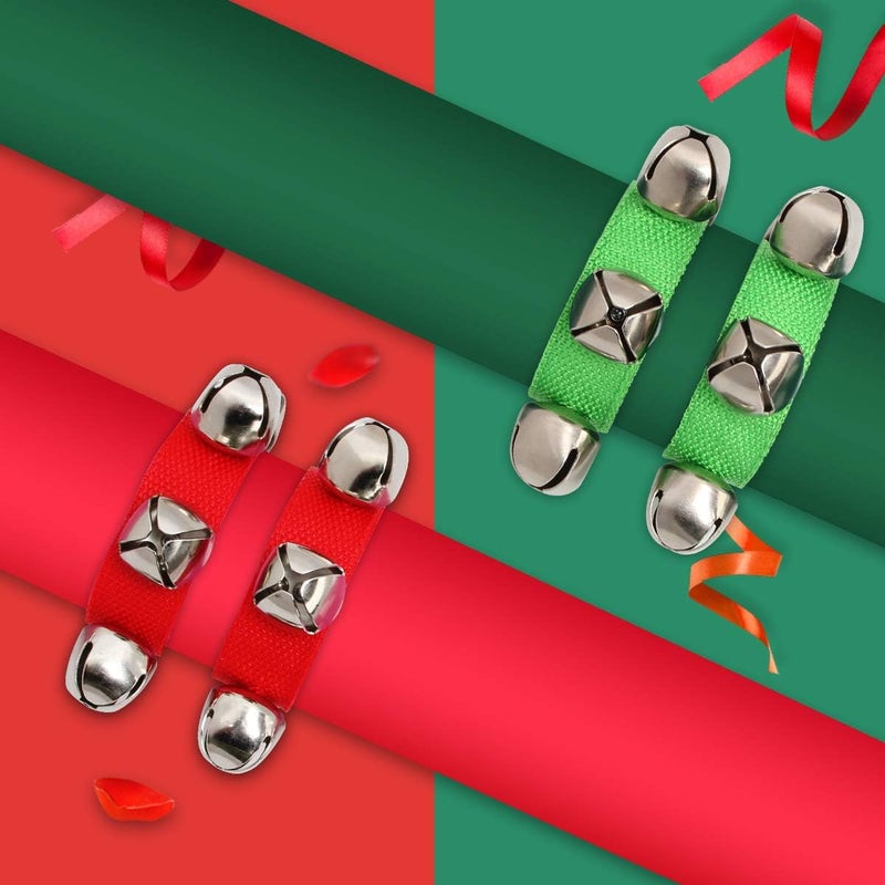 Coolrunner 6 Pcs Christmas Band Wrist Bells Bracelets Jingle Musical Ankle Bells Instrument Percussion Rhythm for Christmas Party Favors Festival Accessories for Kids - Image 4