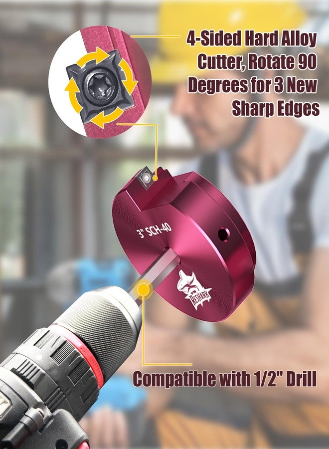 RESHARK 9 Pcs PVC Pipe Reamer Kit, PVC Fitting Saver Compatible with 1/2" Drills Includes 1/2'', 3/4'', 1'', 1-1/4'', 1-1/2'', 2'', 2-1/2'', 3'', 4'' for SCH40 - Image 5
