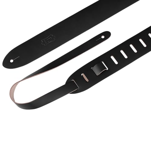 Levy's Leathers M12-BLK 2" chrome-tan leather guitar strap, Adjustable from 36" to 52", Black - Image 2