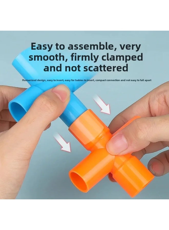 Intelligence Toys For Kids Pipe Puzzle Blocks Baby Assembly Puzzle Toys For Boys And Girls Educational Fun-Color:【Increase Thickening】 196-piece Cat Storage Box-Including 8 Wheels - Image 4