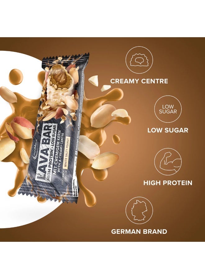 IronMaxx Lava Protein Bar | 18 x 40g | White Salty Peanut Flavour, Creamy Core, High Protein, Low Sugar - Image 2