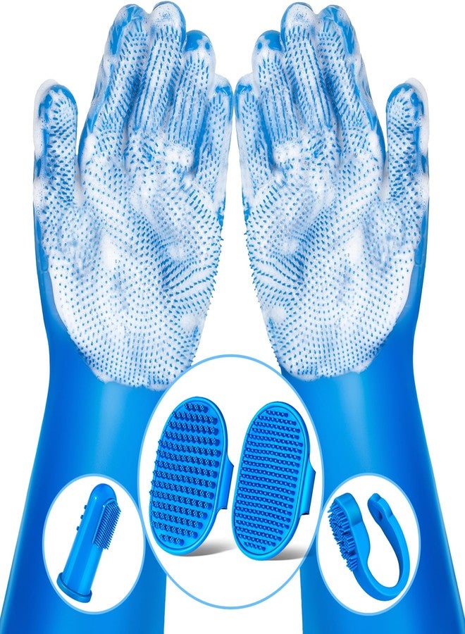 Augwind 6PCS Pet Grooming Kit | Dog Washing Gloves | Dog Bath Brush | Dog Bath Gloves | Dog Shampoo Brush | Pet Grooming Gloves | Cat Bathing Supplies | Dog Bath Supplies (Navy Blue) - Image 1