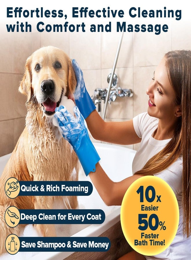 Augwind 6PCS Pet Grooming Kit | Dog Washing Gloves | Dog Bath Brush | Dog Bath Gloves | Dog Shampoo Brush | Pet Grooming Gloves | Cat Bathing Supplies | Dog Bath Supplies (Navy Blue) - Image 2