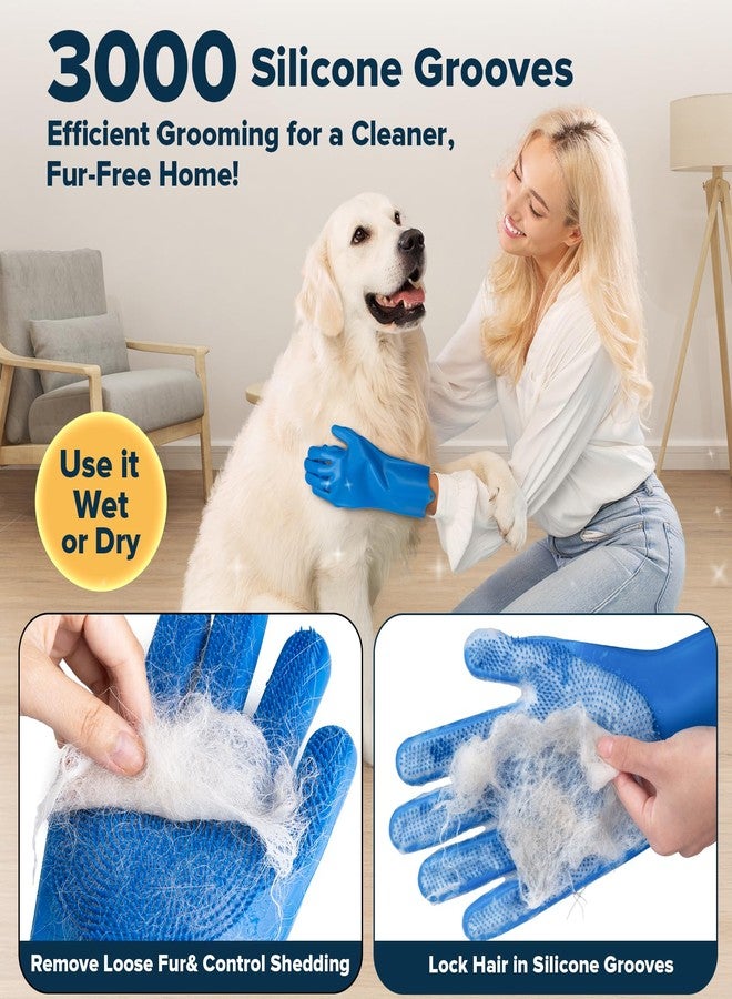 Augwind 6PCS Pet Grooming Kit | Dog Washing Gloves | Dog Bath Brush | Dog Bath Gloves | Dog Shampoo Brush | Pet Grooming Gloves | Cat Bathing Supplies | Dog Bath Supplies (Navy Blue) - Image 3