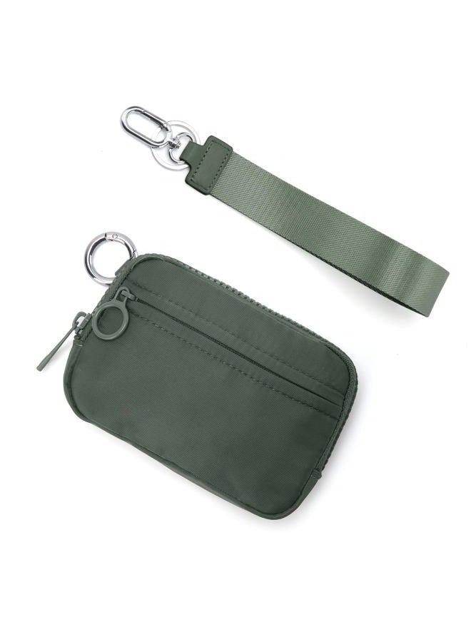 DiDida The Iris Wallet Zip Card Case with ID Window Purses for Women Coin Purse with Zipper Mini Portable Keychain Wallet, Olive Green1, 0.7 x 3.9 x 0.7 inches, Casual - Image 2