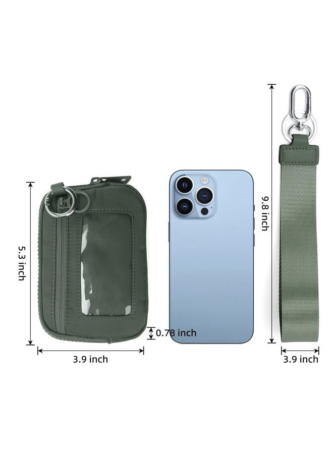 DiDida The Iris Wallet Zip Card Case with ID Window Purses for Women Coin Purse with Zipper Mini Portable Keychain Wallet, Olive Green1, 0.7 x 3.9 x 0.7 inches, Casual - Image 5