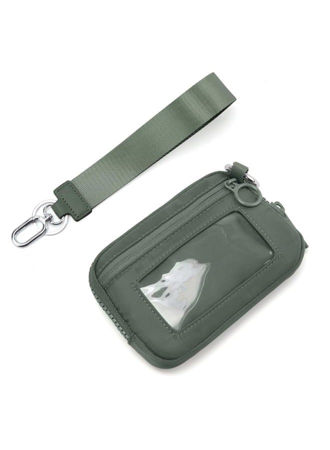 DiDida The Iris Wallet Zip Card Case with ID Window Purses for Women Coin Purse with Zipper Mini Portable Keychain Wallet, Olive Green1, 0.7 x 3.9 x 0.7 inches, Casual - Image 3