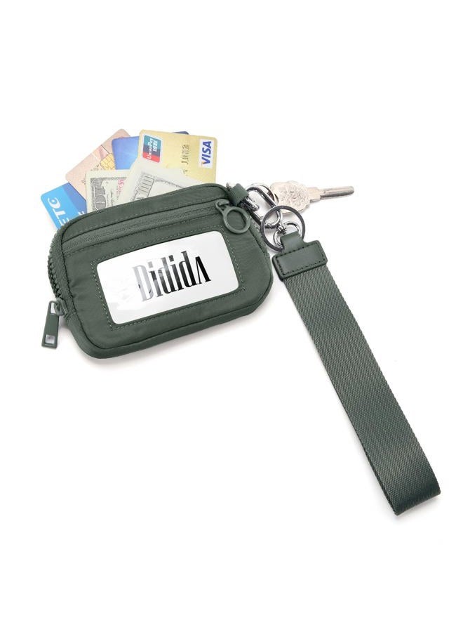 DiDida The Iris Wallet Zip Card Case with ID Window Purses for Women Coin Purse with Zipper Mini Portable Keychain Wallet, Olive Green1, 0.7 x 3.9 x 0.7 inches, Casual - Image 4