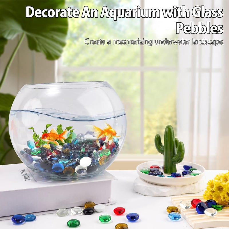 Meschett 0.44KG Mix Glass Marbles, Transparent and Smooth Flat Glass Beads for Vases, Mosaic Gem Pebbles for Aquarium Decor, Floral Arrangements, Mancala Stones, Vase Filler and Crafts (Approx. 85-100 PCS) - Image 4