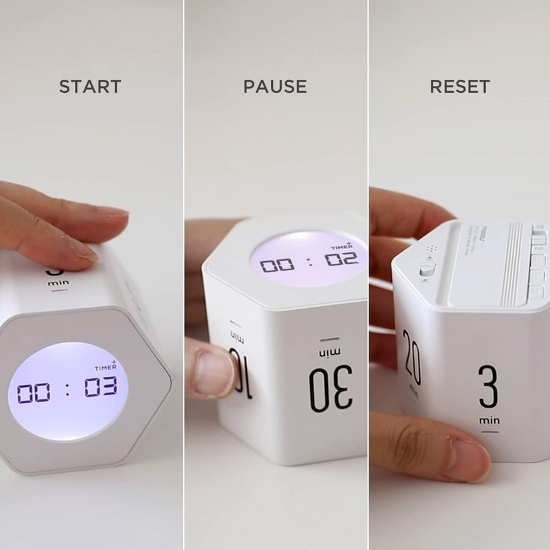 Mooas Multi-Hexagon Clock Cube, Digital Clock, Pomodoro Timer with Backlight 12/24H Count up & Countdown, Flip Timer, Various Time Presets - Ideal for Classroom, Gym, Office (Yellow) - Image 3