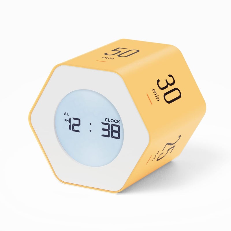 Mooas Multi-Hexagon Clock Cube, Digital Clock, Pomodoro Timer with Backlight 12/24H Count up & Countdown, Flip Timer, Various Time Presets - Ideal for Classroom, Gym, Office (Yellow) - Image 1