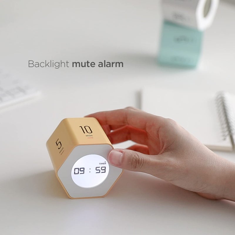 Mooas Multi-Hexagon Clock Cube, Digital Clock, Pomodoro Timer with Backlight 12/24H Count up & Countdown, Flip Timer, Various Time Presets - Ideal for Classroom, Gym, Office (Yellow) - Image 5