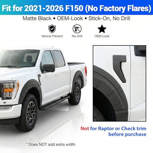 Titibett Fender Flare Protector Fits for 2021-2026 Ford F150 Wheel Arch Cover Mudguard Compatible with F150 Exterior Accessories Exclude Raptor Wing Guards Fender Trims 4PCS - Image 3