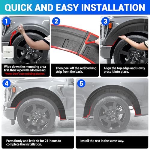 Titibett Fender Flare Protector Fits for 2021-2026 Ford F150 Wheel Arch Cover Mudguard Compatible with F150 Exterior Accessories Exclude Raptor Wing Guards Fender Trims 4PCS - Image 4