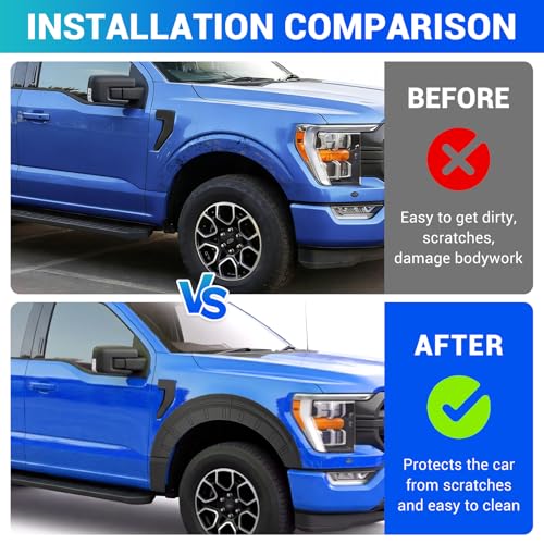 Titibett Fender Flare Protector Fits for 2021-2026 Ford F150 Wheel Arch Cover Mudguard Compatible with F150 Exterior Accessories Exclude Raptor Wing Guards Fender Trims 4PCS - Image 2