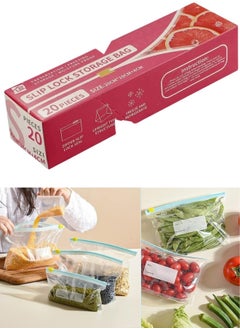 Generic 20 Pieces Fresh Food Sealed Packaging Bags, Self-Sealing Household Plastic Bags, Special Sub-Packaging Bags for Refrigerator Storage and Freezing, 20 x 10 + 4cm  - Image 1