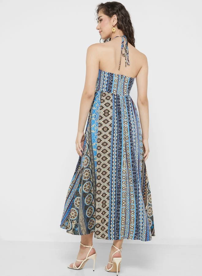 Ginger Printed Halter Maxi Dress