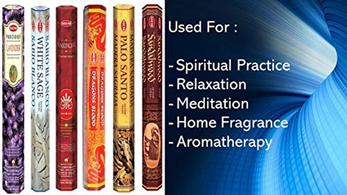 HEM Incense Sticks  6 Fragrances (Lavender, White Sage, Frankincense, Dragons Blood, Palo Santo & Sandalwood) | 120 Sticks | Natural Aromatherapy for Meditation, Relaxation & Home Fragrance - Image 2