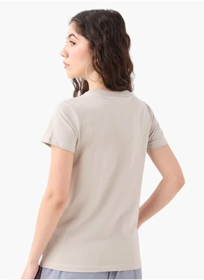 اس بي كاركترز Tweety Print T-shirt with Crew Neck and Short Sleeves