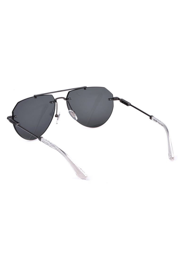 Men's Aviator Shape  Metal Sunglasses SPLN42M59568Y - Lens Size: 59 Mm - Total Shiny Gun/W Variant