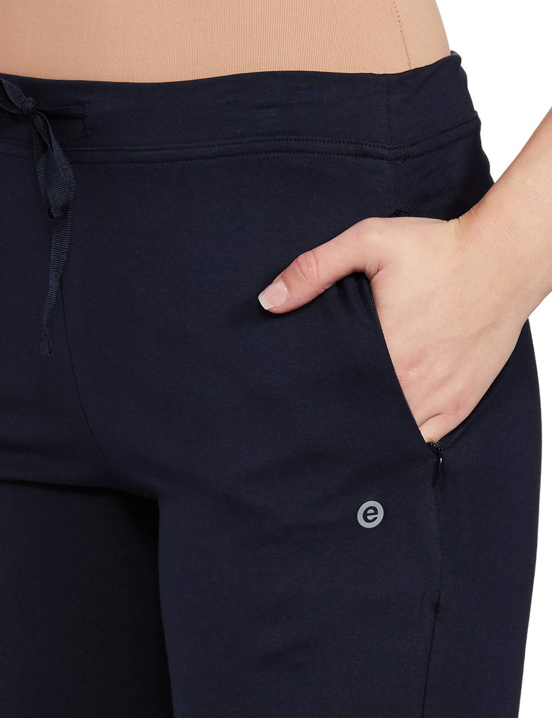 Enamor Women's Mid Rise Slim Fit Lounge Pants (EE000E014NVYM_Navy_M) - Image 3