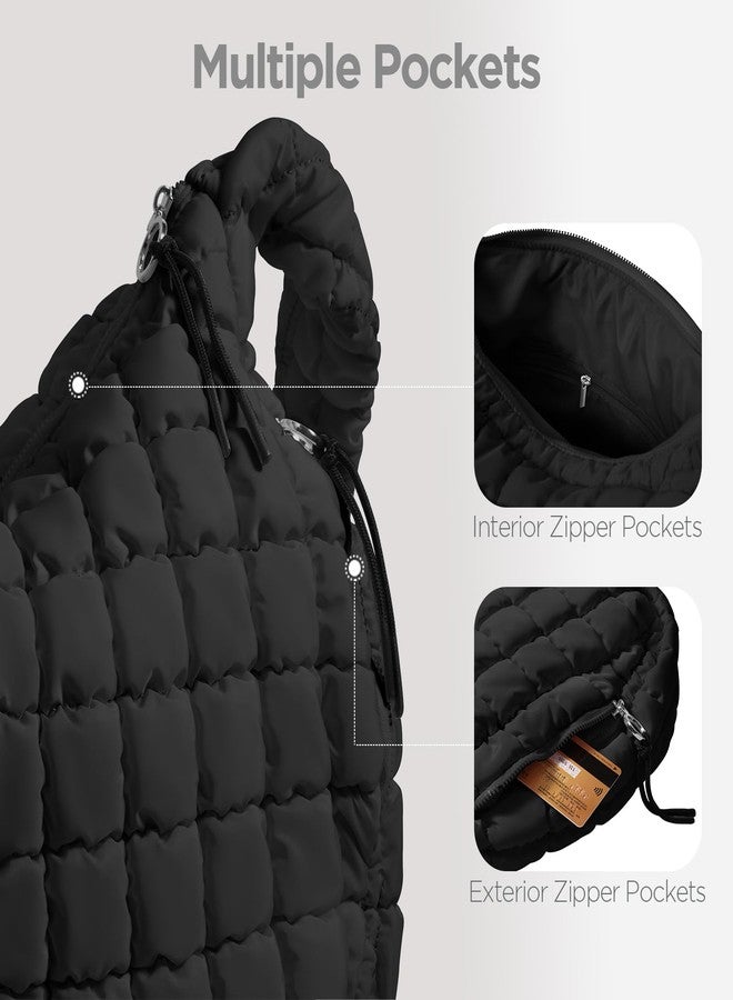 Babysun Puffer Tote Bag for Women Large Quilted Tote Bag Quilted Carryall Bag Soft Puffy Crossbody Bag Hobo Handbags Puff Purse - Image 5