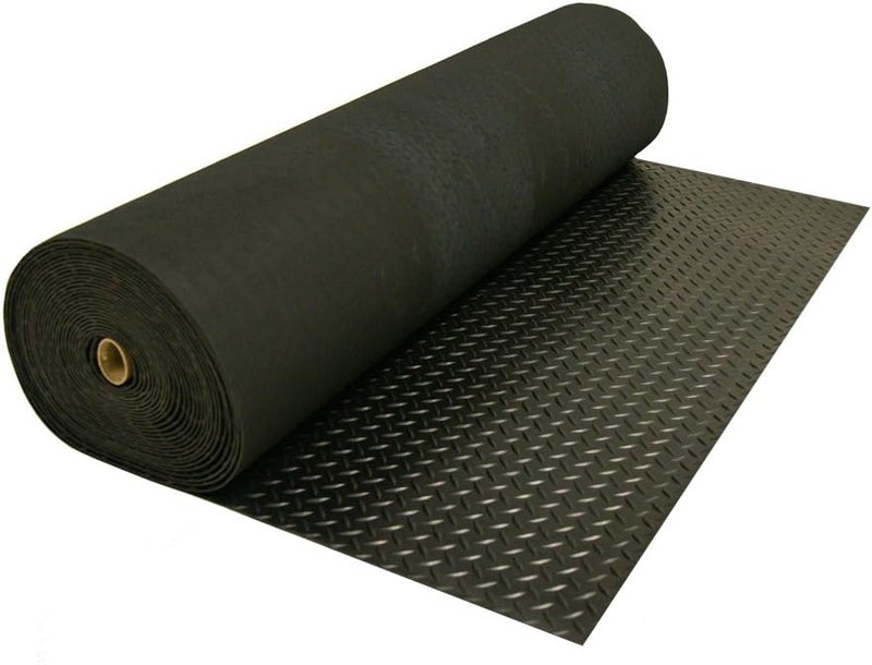 Rubber-Cal لفائف أرضيات مطاطية بتصميم ألماس - 3 مم × 4 قدم × 2 قدم - أسود - Image 4