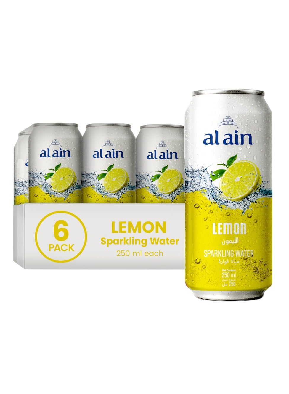 Al Ain Lemon Sparkling Water Zero Sugar 250ml Pack Of 6
