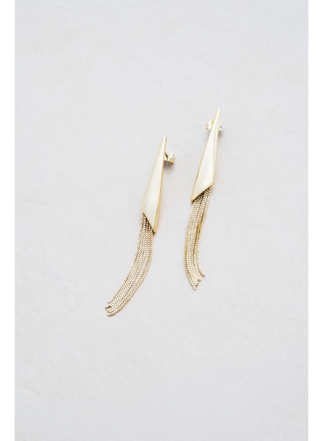 Karen Millen Metallic Fringe Drop Earrings - Image 1