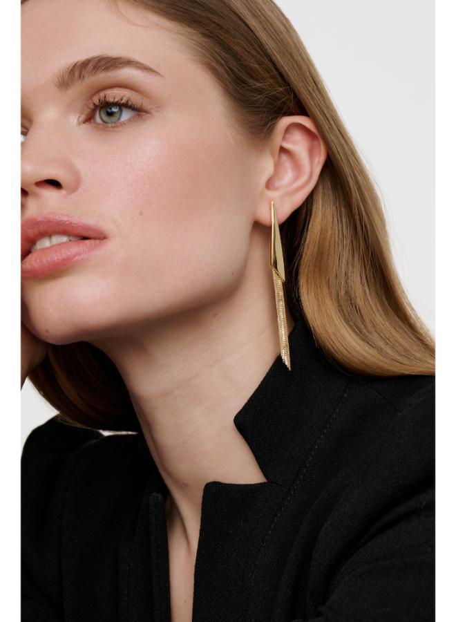 Karen Millen Metallic Fringe Drop Earrings - Image 5