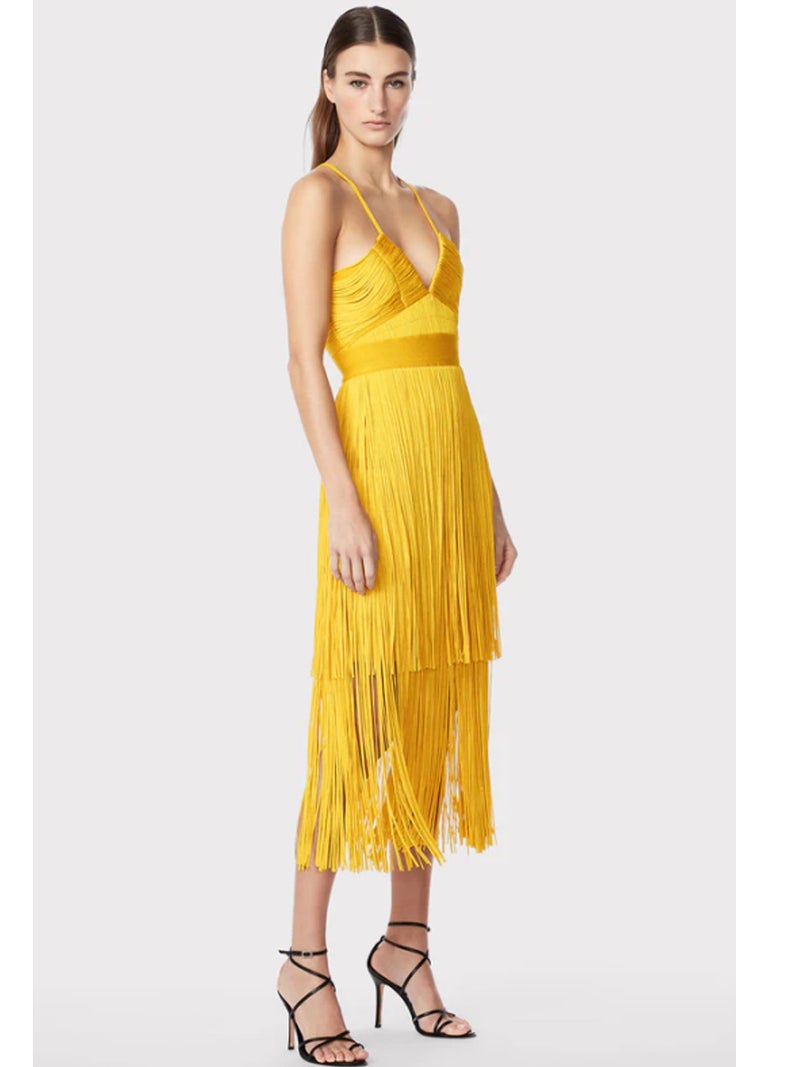Arrival Strap Tasseled Skirt Backless Hip Wrap Skirt Bandage Celebrity Dress Evening Dress Long Dress - Image 3