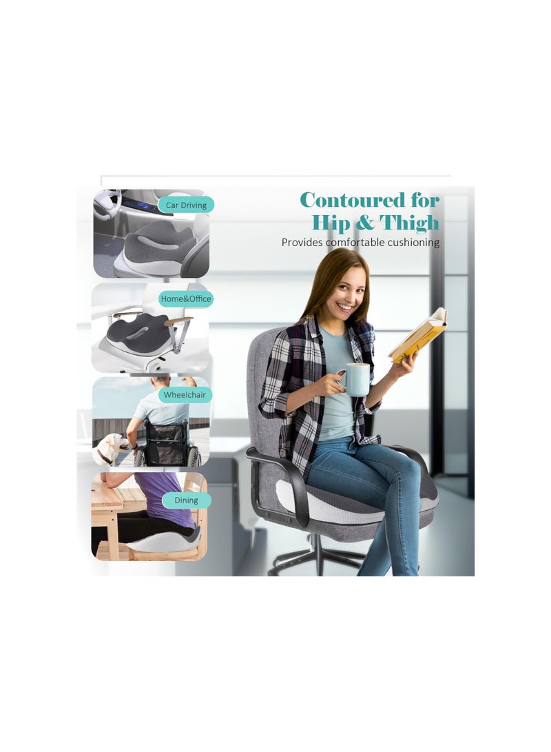 KASTWAVE Seat Cushion for Office, 3D Full Wrap Memory Foam Chairs Cushions, for Pressure Relief Sciatica and tailbone Back Pain Relief, Ergonomic Pillow Memory Foam Coccyx Pad for Office Home Car (Grey) - Image 3