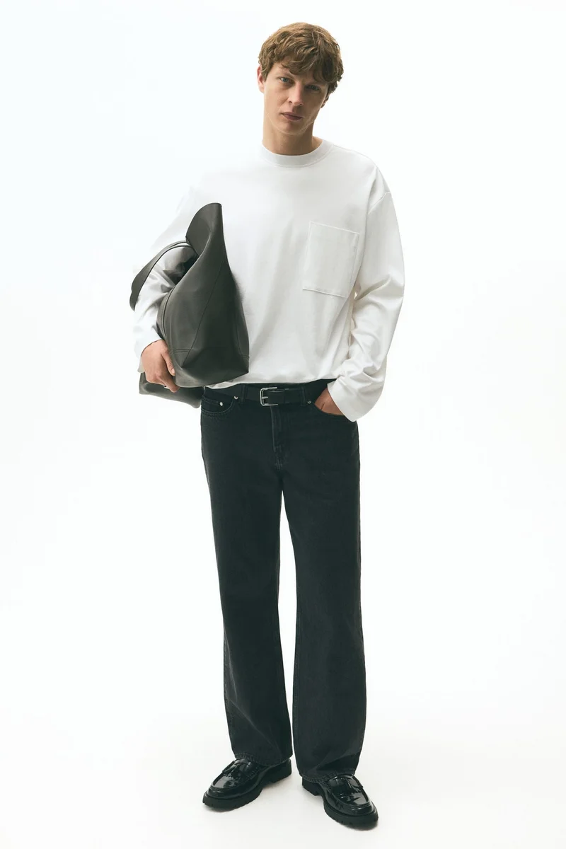 اتش اند ام بلوزة جيرسيه بأكمام طويلة وبقصة واسعة