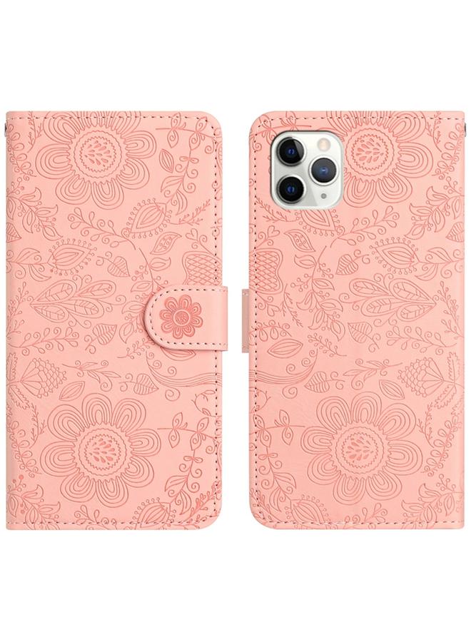 Zaboon Case For iPhone 11 Pro Floral Embossed Pattern Leather Phone Case - Image 1