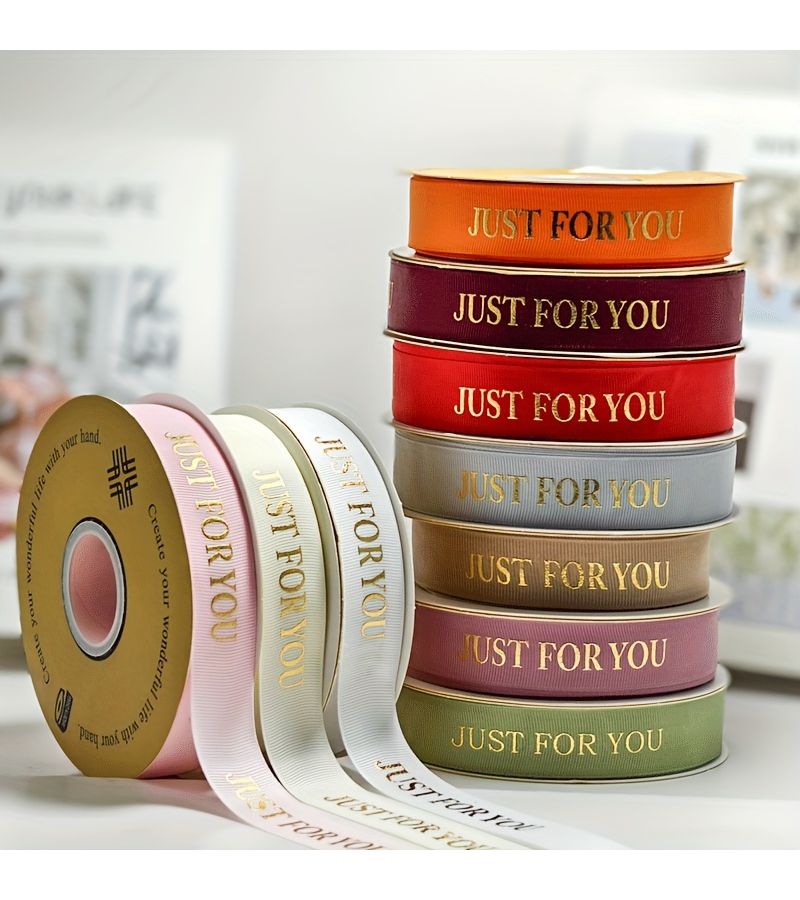 1 Roll Black Elegant Ribbon With Golden Letter For You Print Durable Polyester For Gift Wrapping Floral Arrangements Christmas Valentine Day Birthdays Festive Occasions - Image 1