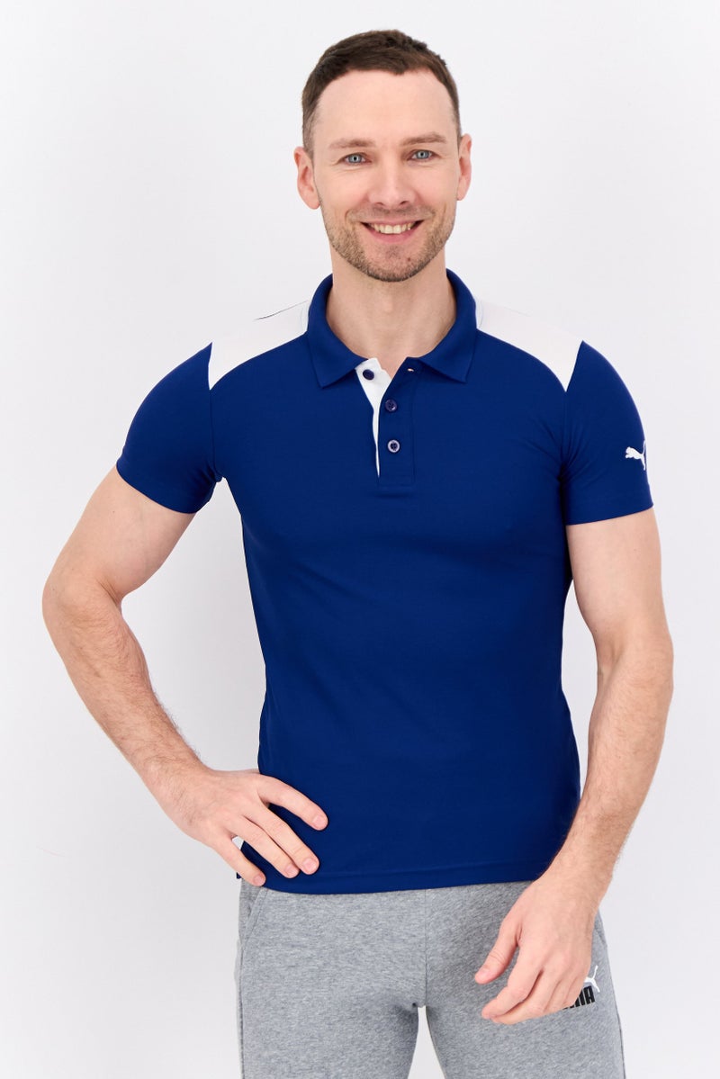PUMA Men Sportswear Fit Short Sleeves Training Polo Shirt, Blue/White  - Image 1