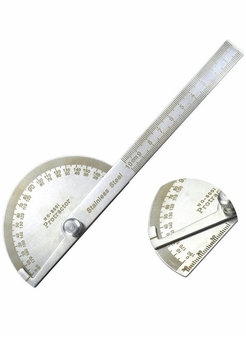 KASTWAVE - Angle Protractor Angle Finder Ruler, Stainless Steel Protractor 180 Degrees Angle Ruler, Universal Goniometer Angle Finder Tool for Carpenter Painting Drawing Measuring (10 cm/ 3.94 Inch) - Image 1