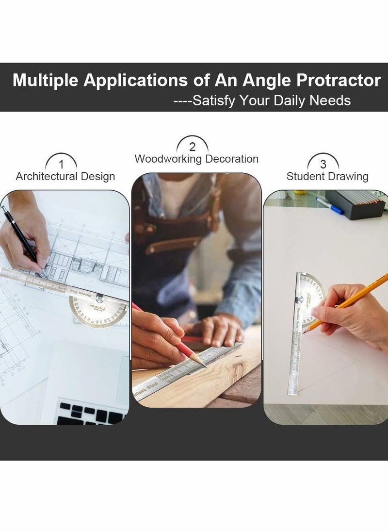 KASTWAVE - Angle Protractor Angle Finder Ruler, Stainless Steel Protractor 180 Degrees Angle Ruler, Universal Goniometer Angle Finder Tool for Carpenter Painting Drawing Measuring (10 cm/ 3.94 Inch) - Image 1