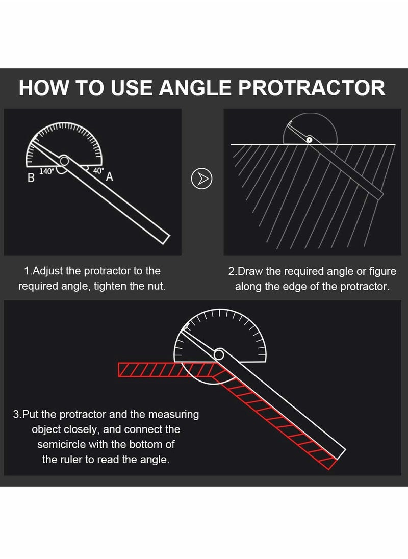 KASTWAVE - Angle Protractor Angle Finder Ruler, Stainless Steel Protractor 180 Degrees Angle Ruler, Universal Goniometer Angle Finder Tool for Carpenter Painting Drawing Measuring (10 cm/ 3.94 Inch) - Image 1
