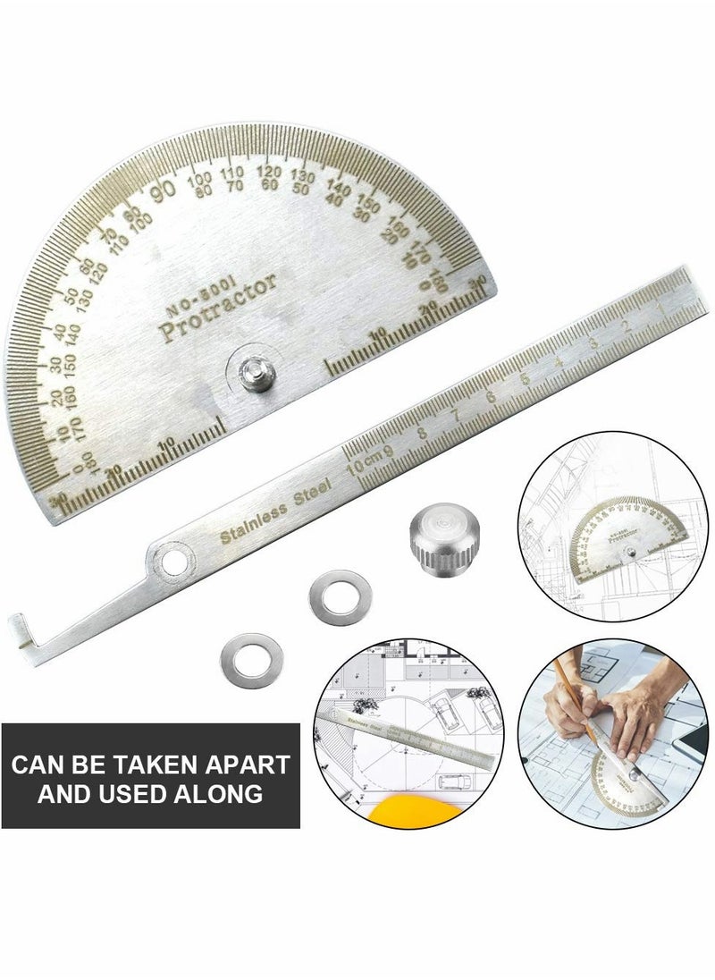 KASTWAVE - Angle Protractor Angle Finder Ruler, Stainless Steel Protractor 180 Degrees Angle Ruler, Universal Goniometer Angle Finder Tool for Carpenter Painting Drawing Measuring (10 cm/ 3.94 Inch) - Image 1
