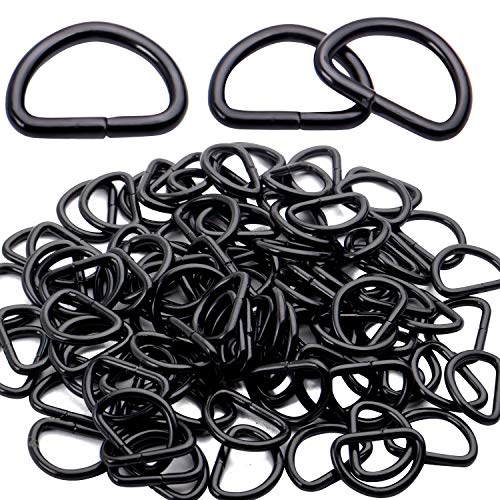 BronaGrand 100 Pieces 1/2inch Metal Non Welded Black D Ring Buckles D-Ring Loop for Handbag Purse Clothes DIY Accessories - Image 1