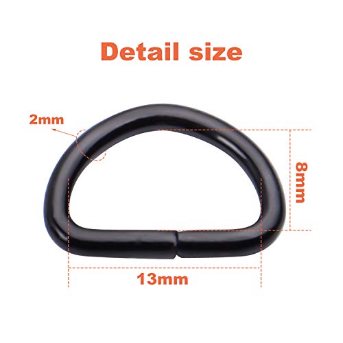 BronaGrand 100 Pieces 1/2inch Metal Non Welded Black D Ring Buckles D-Ring Loop for Handbag Purse Clothes DIY Accessories - Image 5