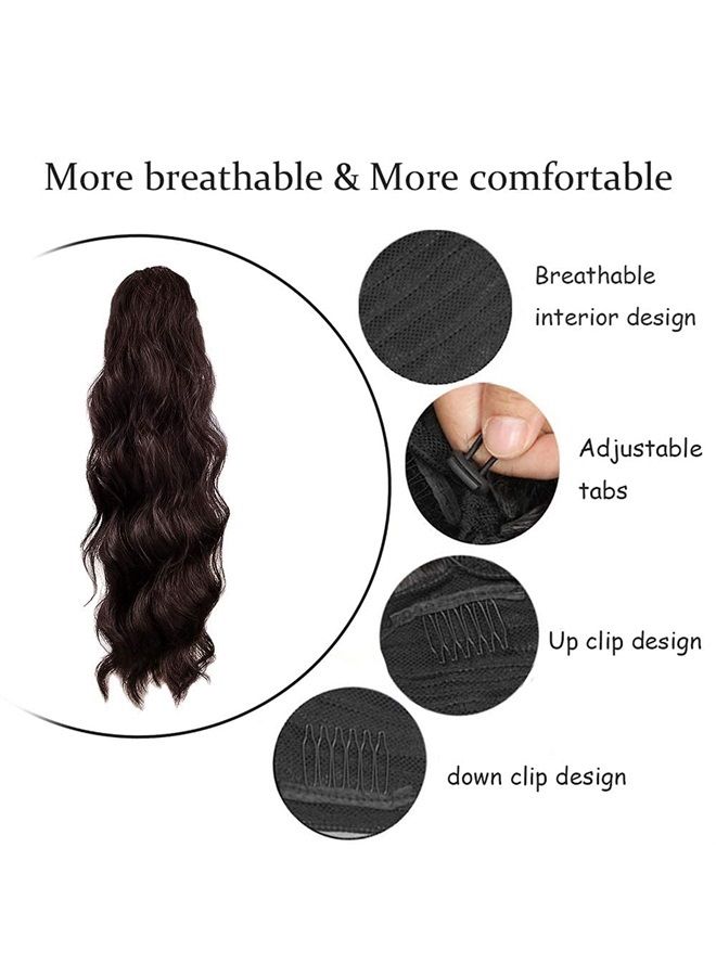 KETHBE 24 Inch Long Body Wave Ponytail hair Extension Synthetic Heat Resistant Wrap Around Drawstring Curly Wavy Ponytail Hairpieces for Women (4#)  - Image 5