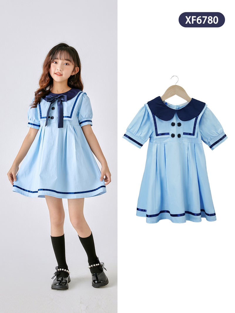 Children'S School Uniform Skirt Girls' Short Skirt Navy Blue School Uniform Skirt Anti-Glare Pleated Skirt Cotton Student Dress - Image 5