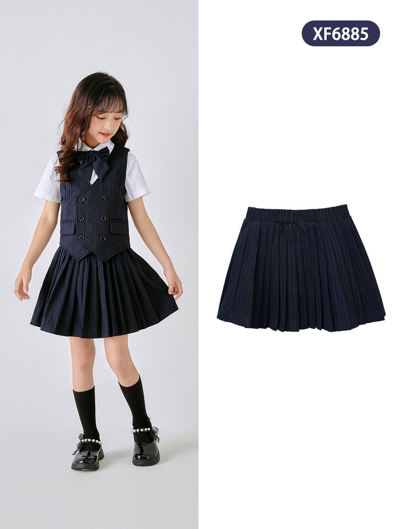 Children'S School Uniform Skirt Girls' Short Skirt Navy Blue School Uniform Skirt Anti-Glare Pleated Skirt Cotton Student Dress - Image 4