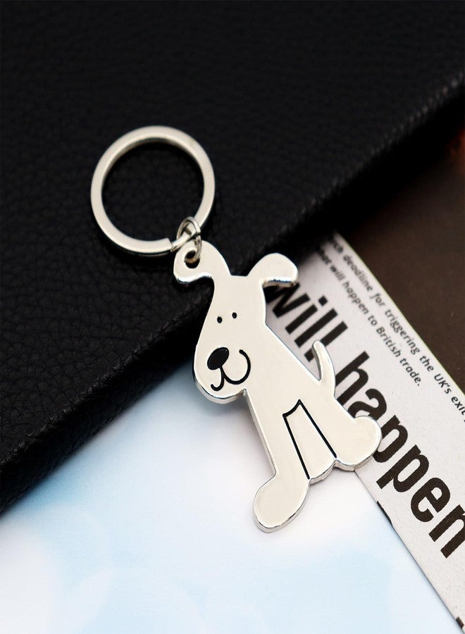 Elechobby Dog Keychain Lovely Puppy Key Ring,Cute Pet Animal Keychain Decor Metal Keyring Portable Gift for Dog Lovers（3 Styles） (Silver02) - Image 2